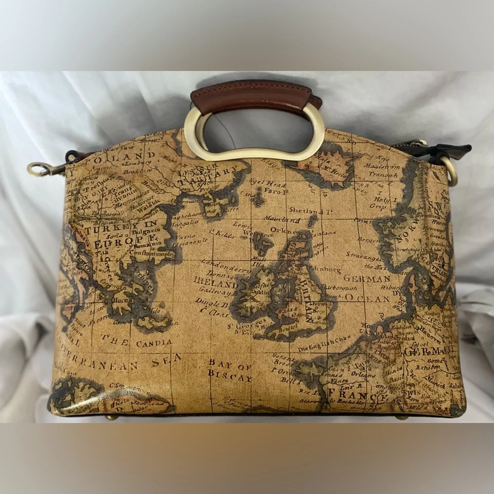PATRICIA NASH … WOMENS VINTAGE EUROPEAN VALETTA MAP HANDBAG - Picture 1 of 16